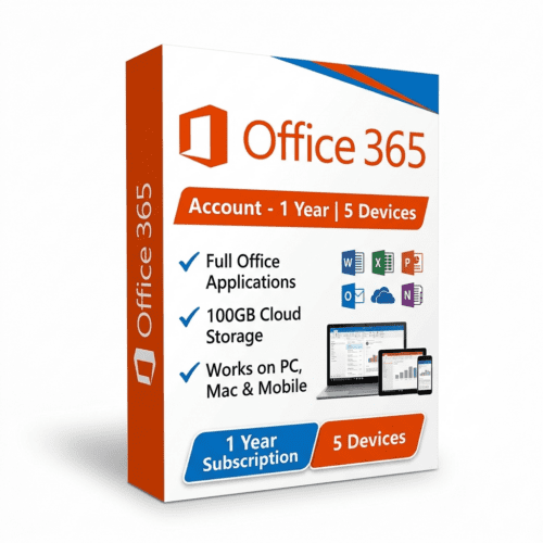 Office 365 Account - 1 Year Subscription License for 5 Devices